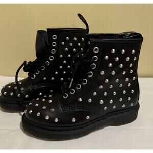 Dr. Martens Unisex Biker Combat Stud Wanama New! US M 4 EU 36 Black Lace Boots